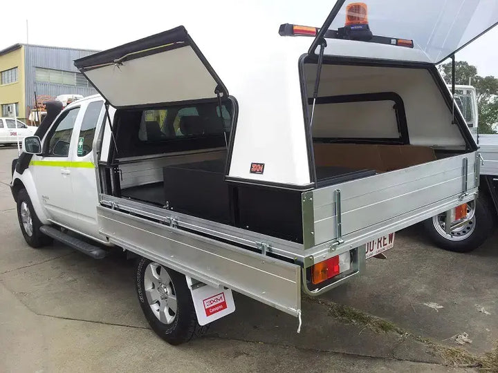 3XM Tradesman Series canopy with Solid Lift Up side doors to suit any Extra Cab tray