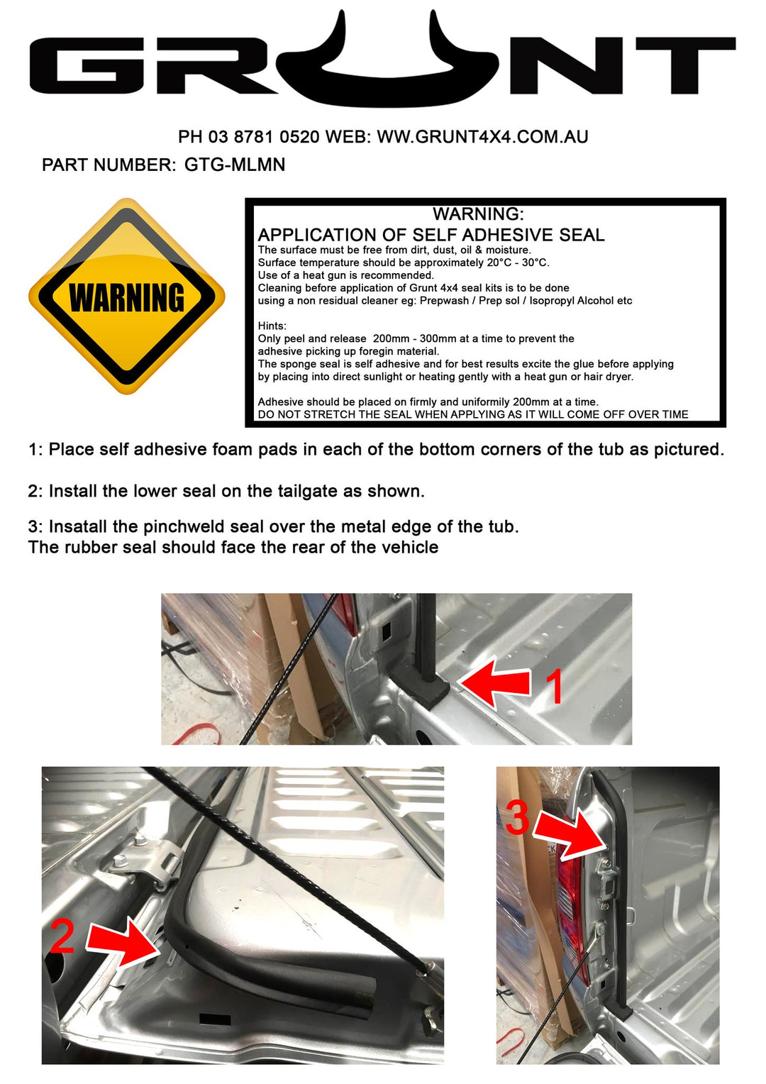 Mitsubishi ML MN Triton tailgate seal kit