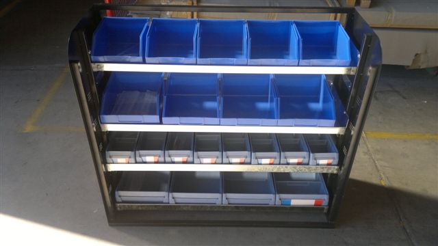 4 Tier Shelving Unit with Plastic Containers