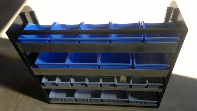 4 Tier Shelving Unit with Plastic Containers