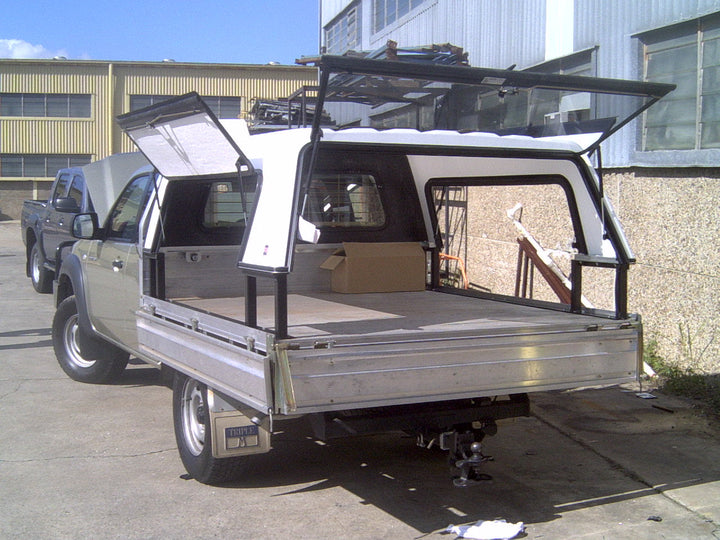 3XM Tradesman Series canopy with Sliding windows in the Lift Up doors to suit any Extra Cab tray