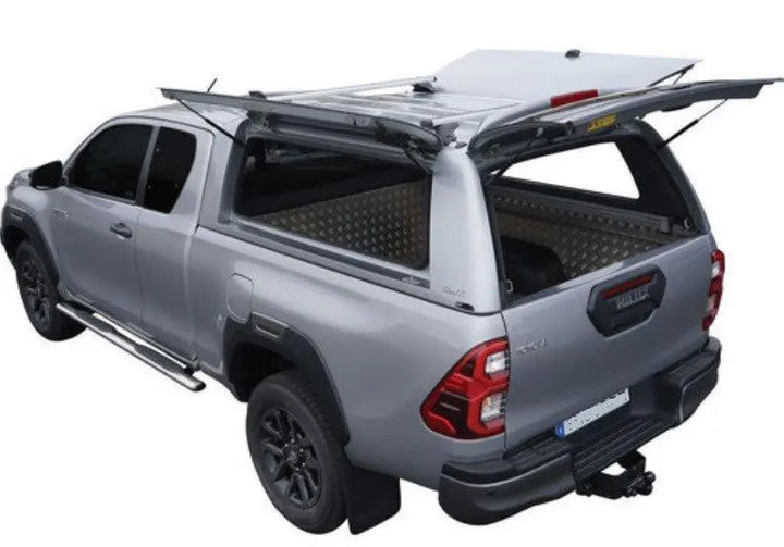 alpha cmx canopy with solid lift up doors to suit toyota hilux sr5 15 a deck slab side extra cab copy